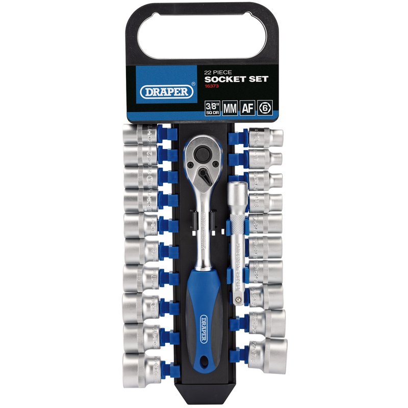 KLJUČ NASADNI 3/8" 10-22MM+1/4-7/8" DRAPER BLISTER SET 22/1