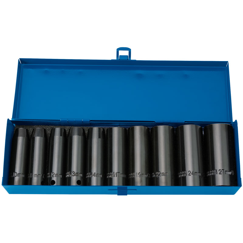 KLJUČ NASADNI UDARNI DUGI 1/2" 10-27MM DRAPER SET 10/1
