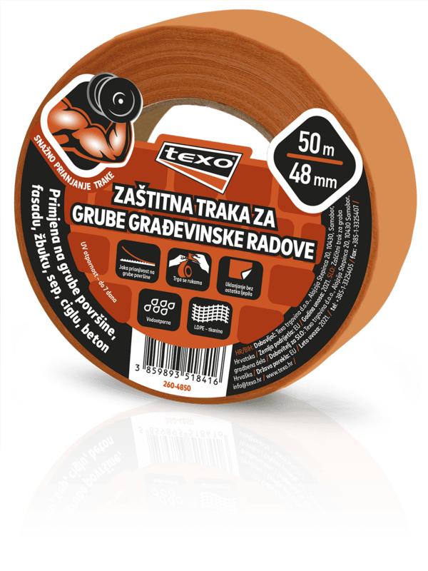 TRAKA ZAŠTITNA ZA GRUBE GRAĐEVINSKE RADOVE 48MM X 50M NARANČASTA