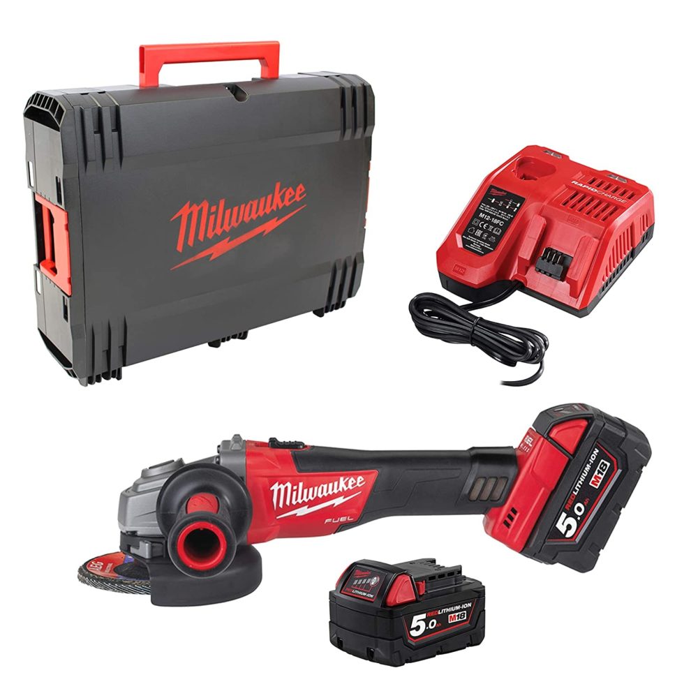 AKU KUTNA BRUSILICA PRIHVAT PLOČE 125MM 18V/5.0AH 8500 O/MIN MILWAUKEE M18 CAG125X-502X 4933448866-MWU