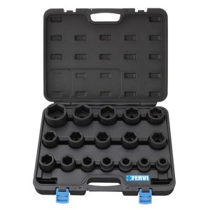 SET NASADNIH KLJUČEVA 3/4" UDARNI 19-55MM U PLASTIČNOM KOVČEGU 17-DIJELNI FERVI