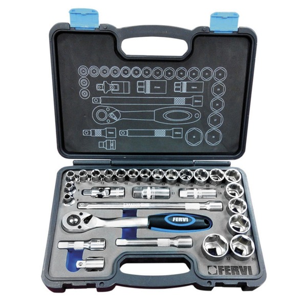 SET NASADNIH KLJUČEVA 1/2" 8-32MM 28-DIJELNI FERVI S328
