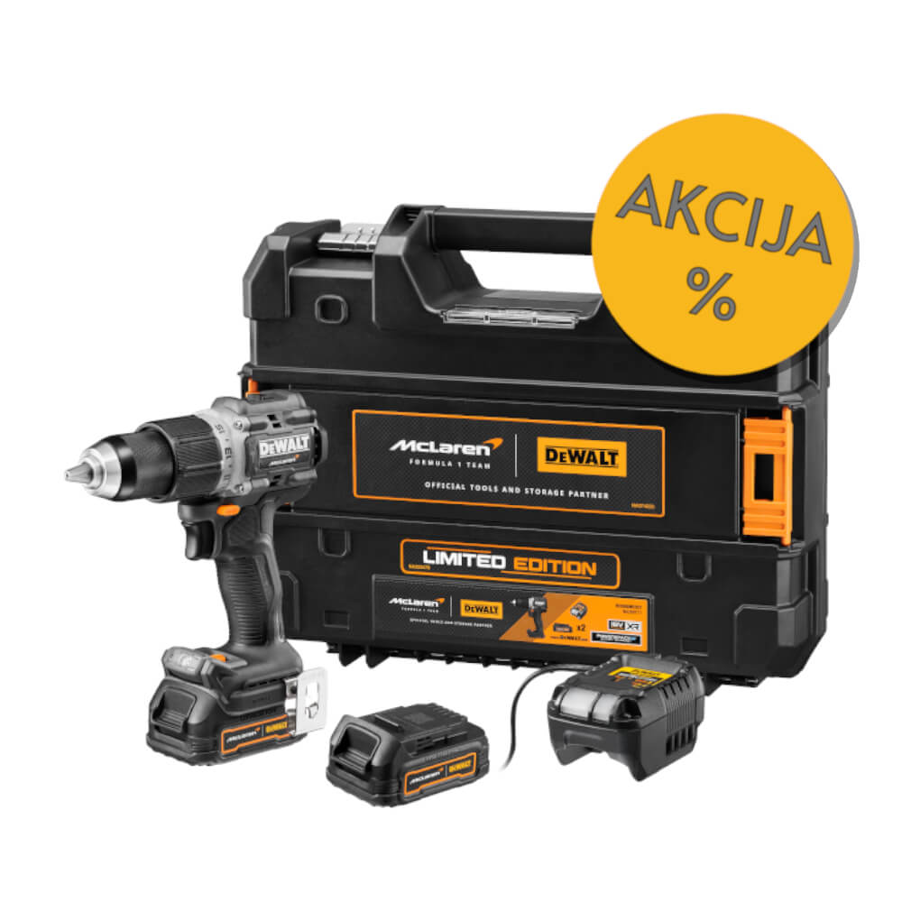 AKU UDARNA BUŠILICA 18V DEWALT McLaren DCD85ME2GT-QW 2x1,7Ah PUNJAČ I TSTAK