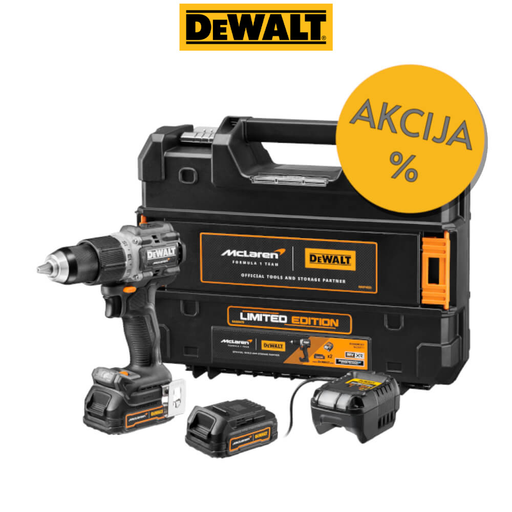 AKU UDARNA BUŠILICA 18V DEWALT McLaren DCD85ME2GT-QW 2x1,7Ah PUNJAČ I TSTAK